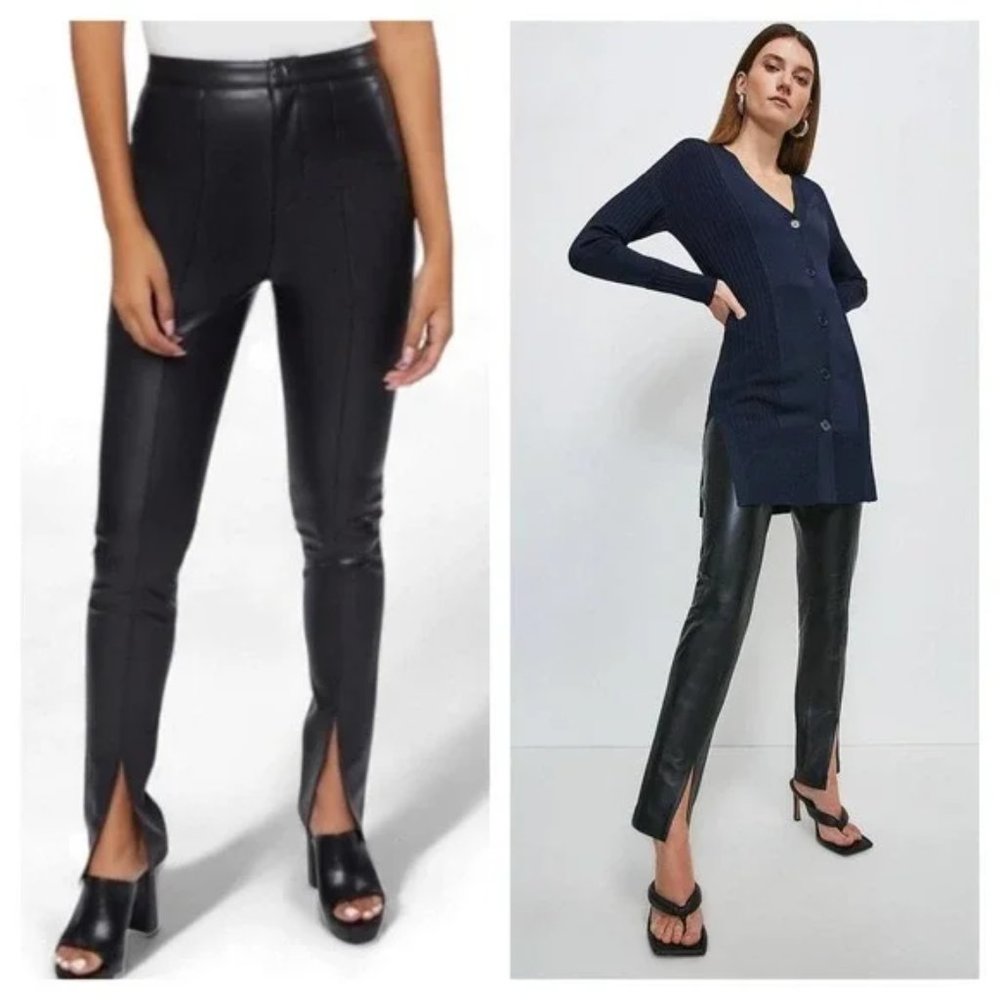 JASON WU Women's Black Faux Leather Pants Size Large NWT $168 Closet Staple!